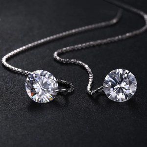 *925 Sterling Silver 4CT Diamond Chain Earrings